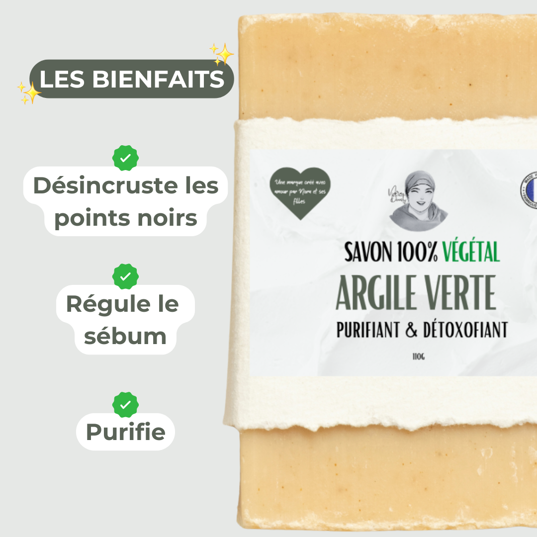 Savon Anti-Imperfection Points Noirs & Pores Incrustés - à l'Argile Verte - 110 grammes - 100% végétal